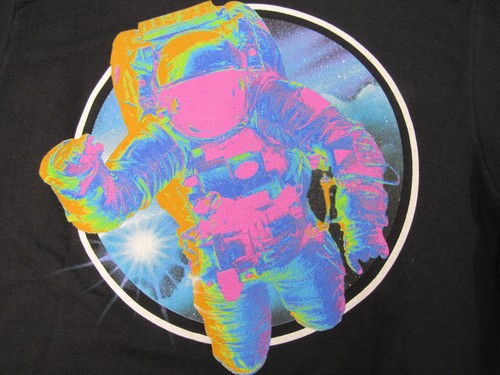 NASA Hyper Space Black & Neon Astronaut In Space Shirt - Picture 1 of 6