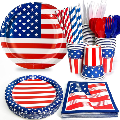 256Pcs 4Th of July Decorations Patriotic American Flag Party Supplies, 4Th of Ju