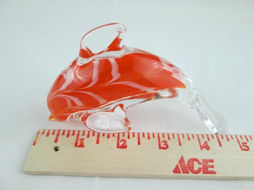 Orange und klare Kunstglas Delfin Figur - Bild 4 von 7