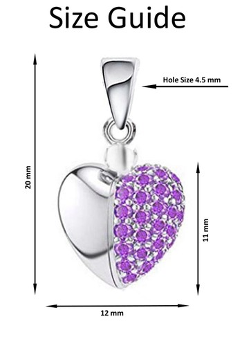 Purple Crystal Heart Pendant for Necklaces - 925 Sterling Silver Gifts for Women - Picture 21 of 29