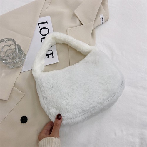 Winter Faux Fur Fluffy Shopper Bag Shoulder Bag Soft Plush Bag Women Handbags↑ - Picture 28 of 28