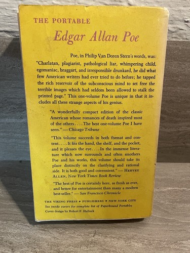 1968 THE PORTABLE POE Tales & Poems Edgar Allan Poe VG 4.0 18th Viking Paperback - Picture 3 of 4