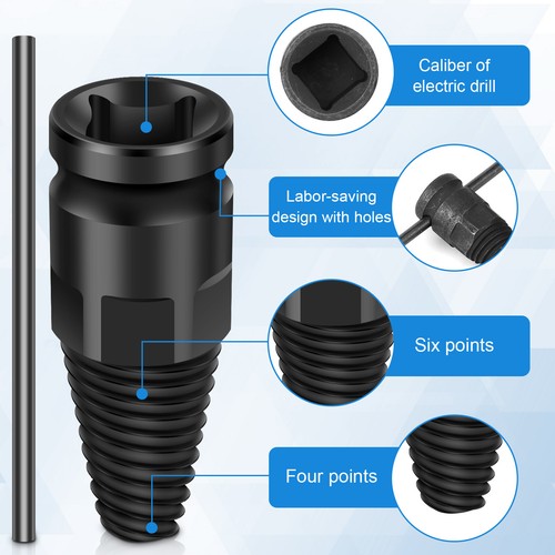 2 Pcs Stripped Screw Extractor Carbon Steel Broken Bolt Remover Double Use elijl - Picture 3 of 11