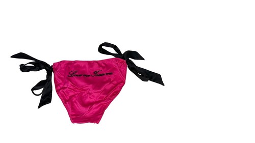 Victoria's Secret Cheeky-Höschen Tease Stickerei seitlich zum Binden Farbe pink/schwarz neu mit Etikett - Bild 4 von 4