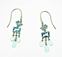 9 Ct White Gold Earrings With Diamonds & Blue Topaz 9 Ct White Gold Earrings With Diamonds & Blue Topaz