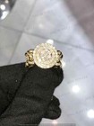Cuban Link Style Men's Wedding Pinky Ring 14K Yellow Gold Plated 3 Ct Moissanite