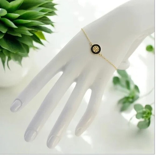 TORY BURCH KIRA BLACK ENAMEL CHAIN BRACELET. Retail $98 - Picture 2 of 5