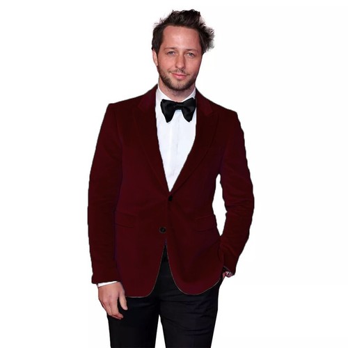 Giacca uomo rosa velluto elegante abito da sposa festa smoking blazer cappotto velluto - Foto 5 di 11