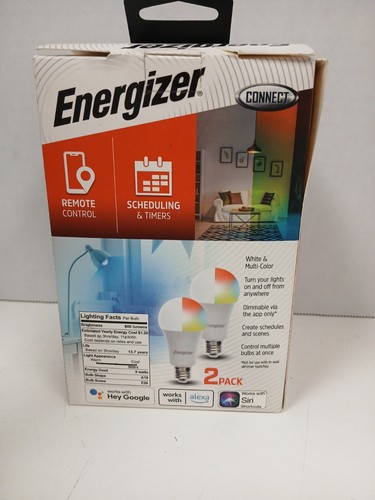 Energizer Smart Wifi LED Colored Light Bulbs, 2 Pack A19 - Picture 3 of 4