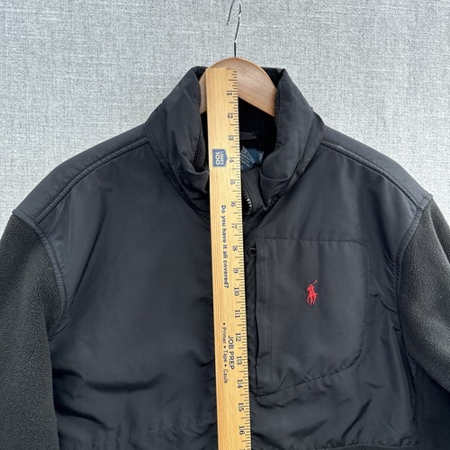 Polo Ralph Lauren Fleece Jacket Large Black Full Zip Hooded Outdoor Pony Adult - Picture 11 of 16
