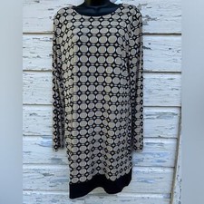 Michael Kors Neiman Marcus Op Art Geometric Career Workwear Chocolate Midi Dress