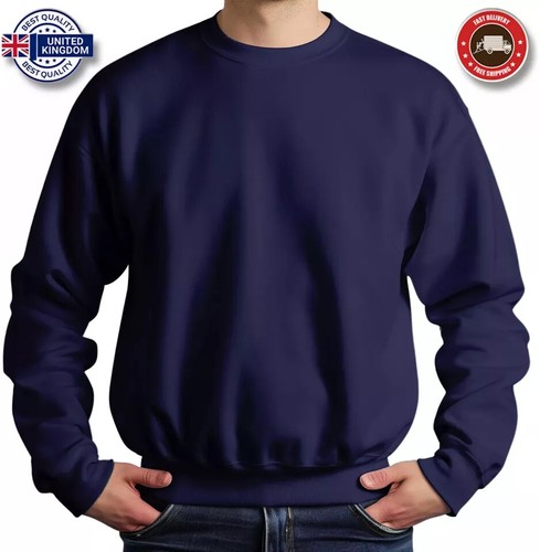 Mens Sweatshirt Heavy Blend 100% Cotton Plain Jumper Casual Very High Quality - Picture 26 of 26