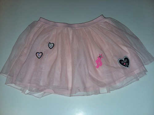 Justice Pink Tulle Overlay Skirt Heart Music Sz 10 Mint shorts underneath Tutu - Picture 1 of 3