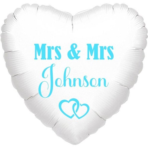 Mrs & Mrs Balloon Mr & Mr Balloon Personalised Wedding foil balloon heart - Picture 5 of 8