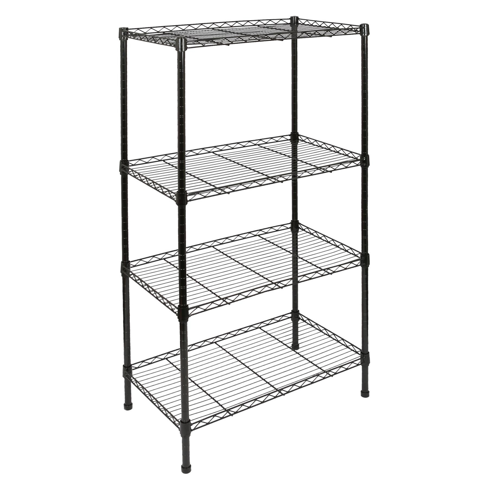 1x 4 Tier Adjustable Wire Shelving Unit Black 4 Shelf Garage Storage Racking