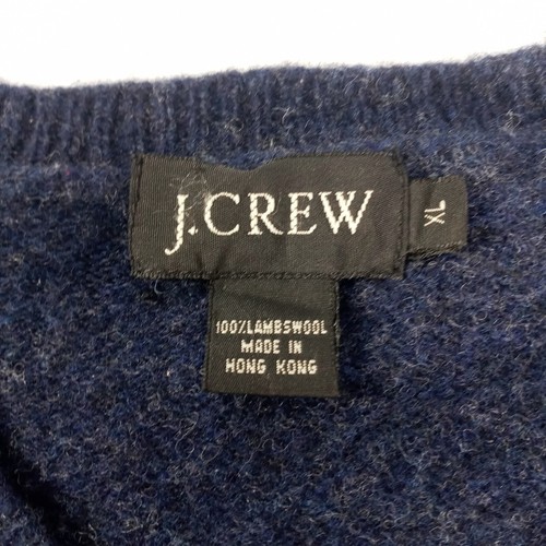 Maglione Vintage J Crew 100% Lana di Agnello Uomo XL Scollo a V Preppy Old Money Academia Navy - Foto 6 di 6