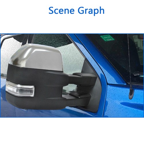 Tow Mirrors Power Heated Temp Sensor For 2015-20 Ford F150 Pickup LH RH Chrome - Picture 10 of 12