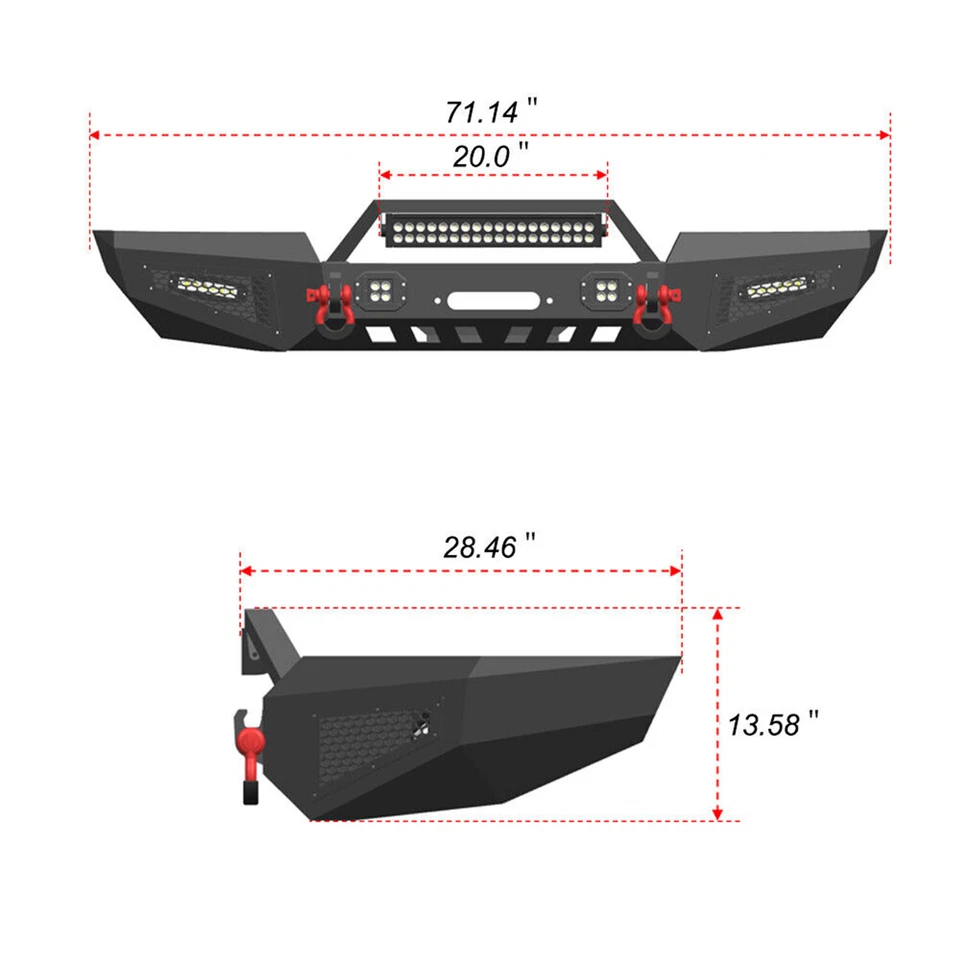 Steel Front Rear Bumper w/ D-Rings Winch Plate for Jeep Grand Cherokee WJ 99-04 - Image 4 of 4