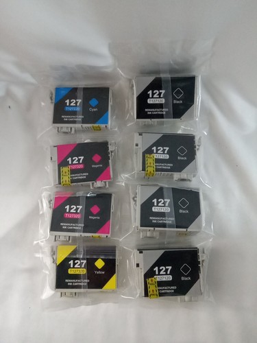 127 Tintenpatronen 8er Pack Cyan Magenta Gelb Schwarz T127120 220 320 *VERSIEGELT* - Bild 1 von 4