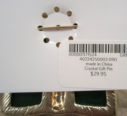 Coldwater Creek Green Crystal Gift Pin 2" ~ New - Foto 2 di 6