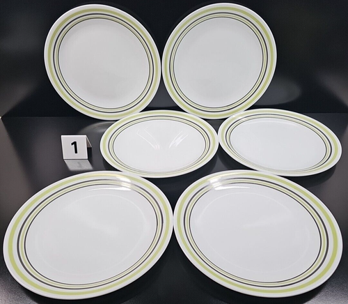 (6) Corelle Garden Sketch Bands 4 Pc Place Settings Corning Green Black Dish Lot - Bild 7 von 24