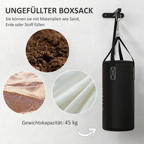 SPORTNOW Boxsack Wandhalterung Boxsack Ständer mit Handschuhen, Stahl, Schwarz - Bild 5 von 10