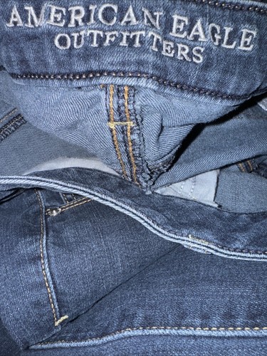 American Eagle Hi Rise Skinny Super Stretch Jeans Womens Sz. 10 Short Dark Wash - Picture 7 of 24
