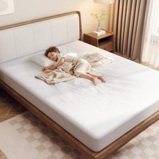 100 Waterproof Mattress Protector, 6''-18'',Fitted Sheet Twin 39"x75" White