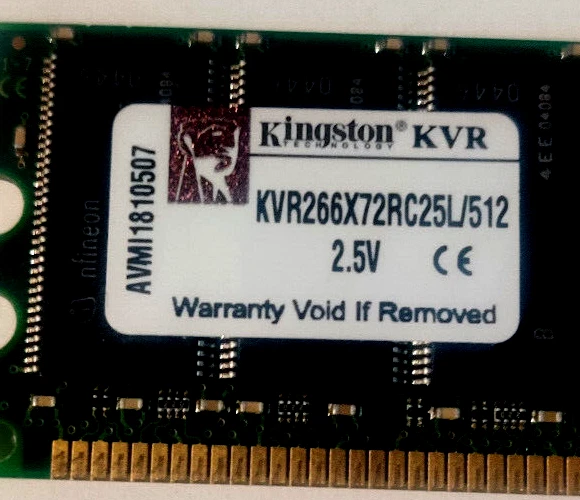 4Gb Kingston PC-2100 8x512 MB DDR 266MT/s ECC Registered DI (KVR266X72RC25L/512) - Image 2 of 4