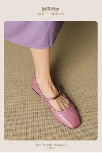 2025 Retro Para Mujer Zapatos Primavera Oumos Zapatos Hebilla Punta Cuadrada Tacones Bajos Zapatos - Imagen 9 de 27