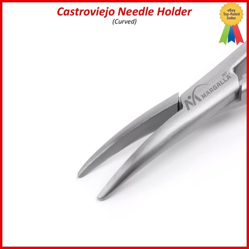 Soporte de aguja Micro Castroviejo recto y curvo con bloqueo instrumentos quirúrgicos - Imagen 5 de 6