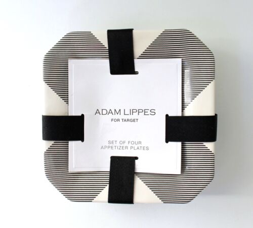 Adam Lippes x Target White & Black Check Appetizer Plate 4-Pack Set - Picture 2 of 4