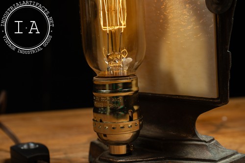 Art Deco Figural Copper Lamp with Slag Glass Shade - Picture 12 of 12
