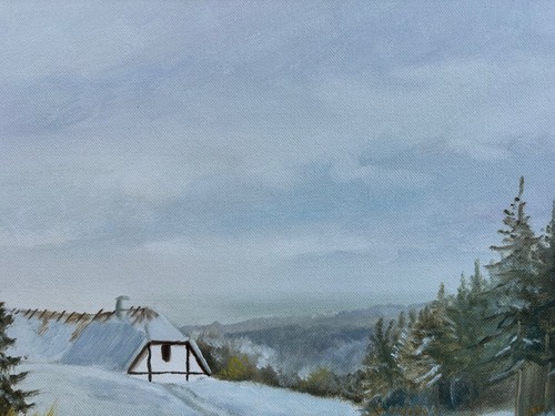 Impressionista Paesaggio Invernale Weg Zum Fattoria Tannen Neve Dipinto a Olio - Bild 8 von 14