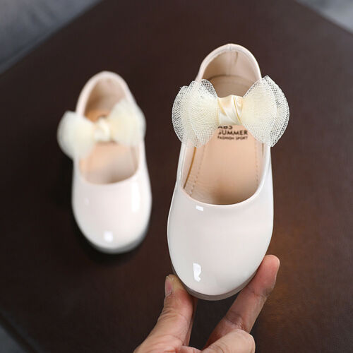 Toddler Infant Kid Girls Bowknot Crystal Princess Party Leather Dance Shoes Size - Picture 10 of 15