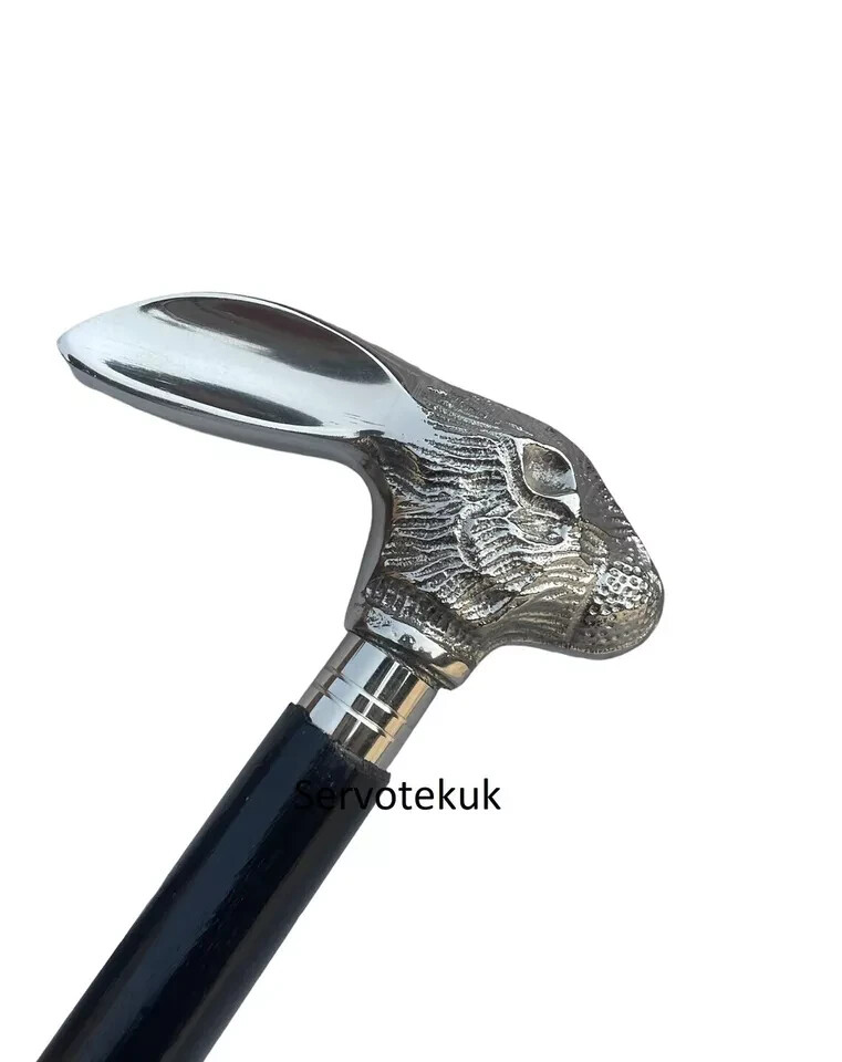 Handcrafted solid silver brass rabbit handle walk… - image 2