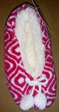 Sherpa Lined Cozies Slippers Womens S/M 6-7.5 Pink/White colored patterned