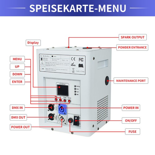 Máquina de chispas frías 750 W efecto escenario DMX fuegos artificiales DJ evento fiesta boda blanca - Imagen 2 de 11