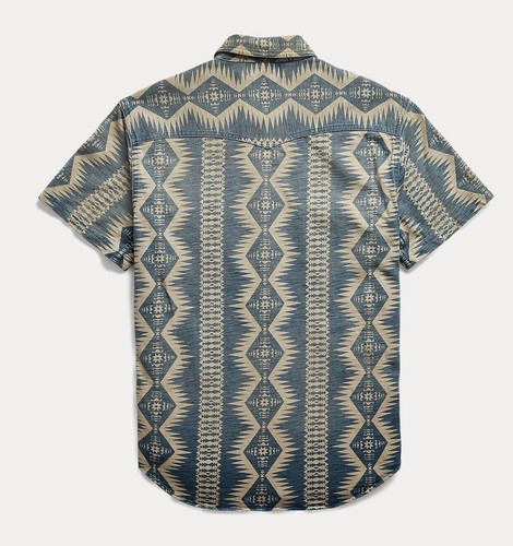 Camicia in maglia RRL Ralph Lauren Western Snap Southwestern S/S uomo XXL 2XL - Foto 2 di 4