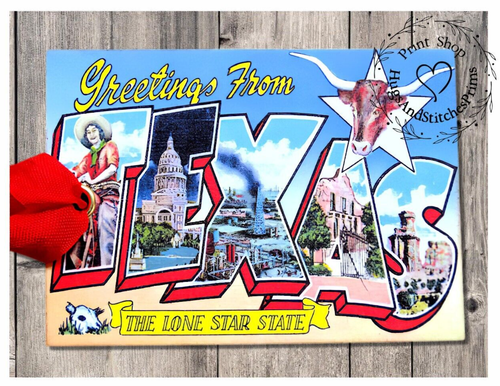 Hang Tags  GREETINGS FROM TEXAS SOUVENIR POSTCARD TAGS or MAGNET #G 3 Gift Tags - Picture 1 of 5