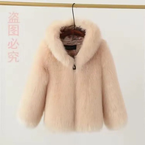 Winter Kids Girls PU Leather Patchwork Faux Fox Fur Collar Down Jacket Coat - Picture 11 of 36