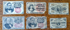 Six pieces Us Fractional Currency paper money