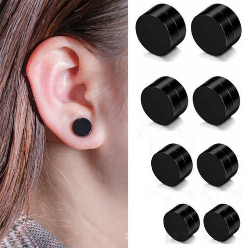 2pcs Men Women Stainless Steel Stud Earrings Non Piercing Clip on Earrings Set - Picture 4 of 15