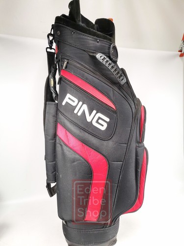 Ping Trailblazer Cart Golf Bag 8-Divider Pocket Black Red w/ Rain Cover - Picture 2 of 9