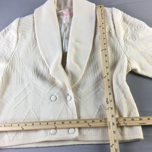 Vintage Chacok Lambswool & Acrylic Ivory Knit Cardigan Made in France Size T 2 - Picture 17 of 19
