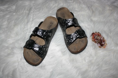 Maibulun sandali donna slide bianco e nero floreale taglia 10 1/2 - Foto 2 di 8