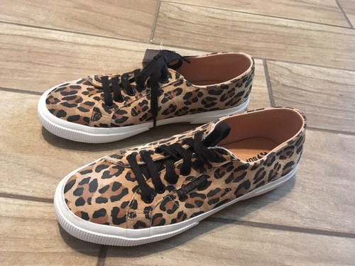 Nuevo con etiquetas talla 39,5 Superga Unisex Fankisuew Zapatos Tenis Marrón Estampado Leopardo Gamuza - Imagen 3 de 11