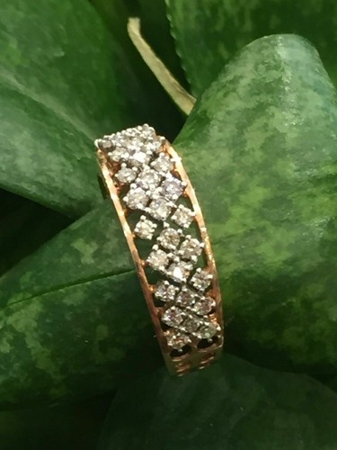 0,49 Cts Tondo Brillante Taglio Diamanti Anniversario Band Anello In 585 14K Oro - Foto 3 di 12