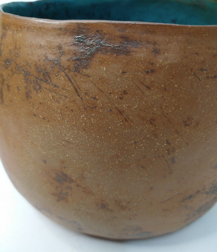 Stunning Hand Made Pottery Bowl Planter Copper Glazed - Picture 4 of 11