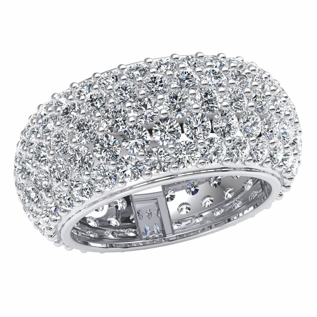 Natural Diamond Ct Womens Domed 5-Row Pave Eternity Wedding Band Ring 14k  Gold